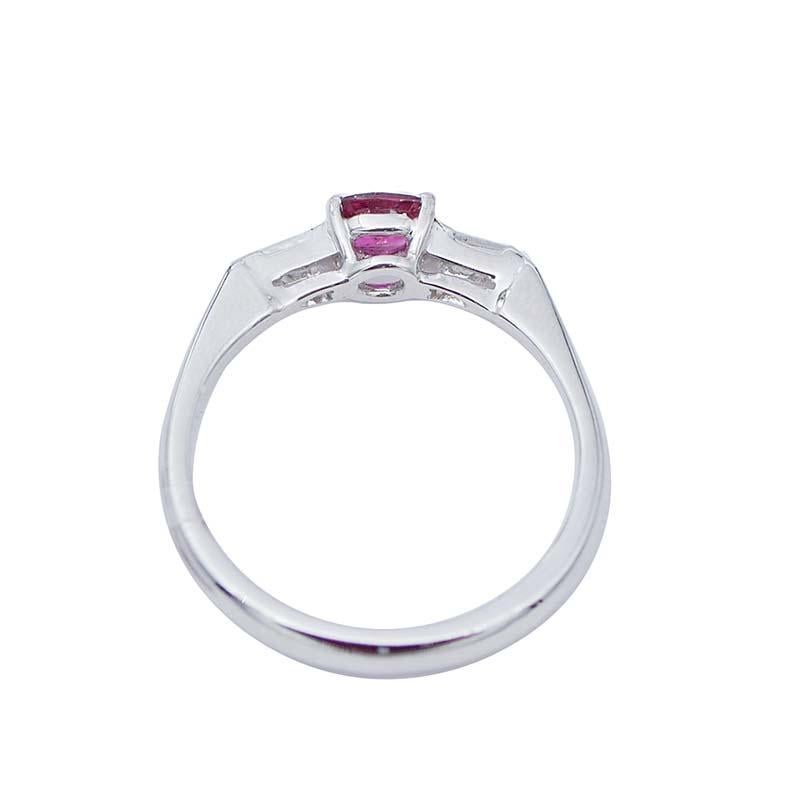 Retro Ruby, Diamonds, 14 Karat White Gold Ring For Sale