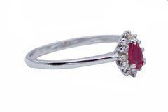 Ruby, Diamonds, 18 Karat White Gold Modern Ring