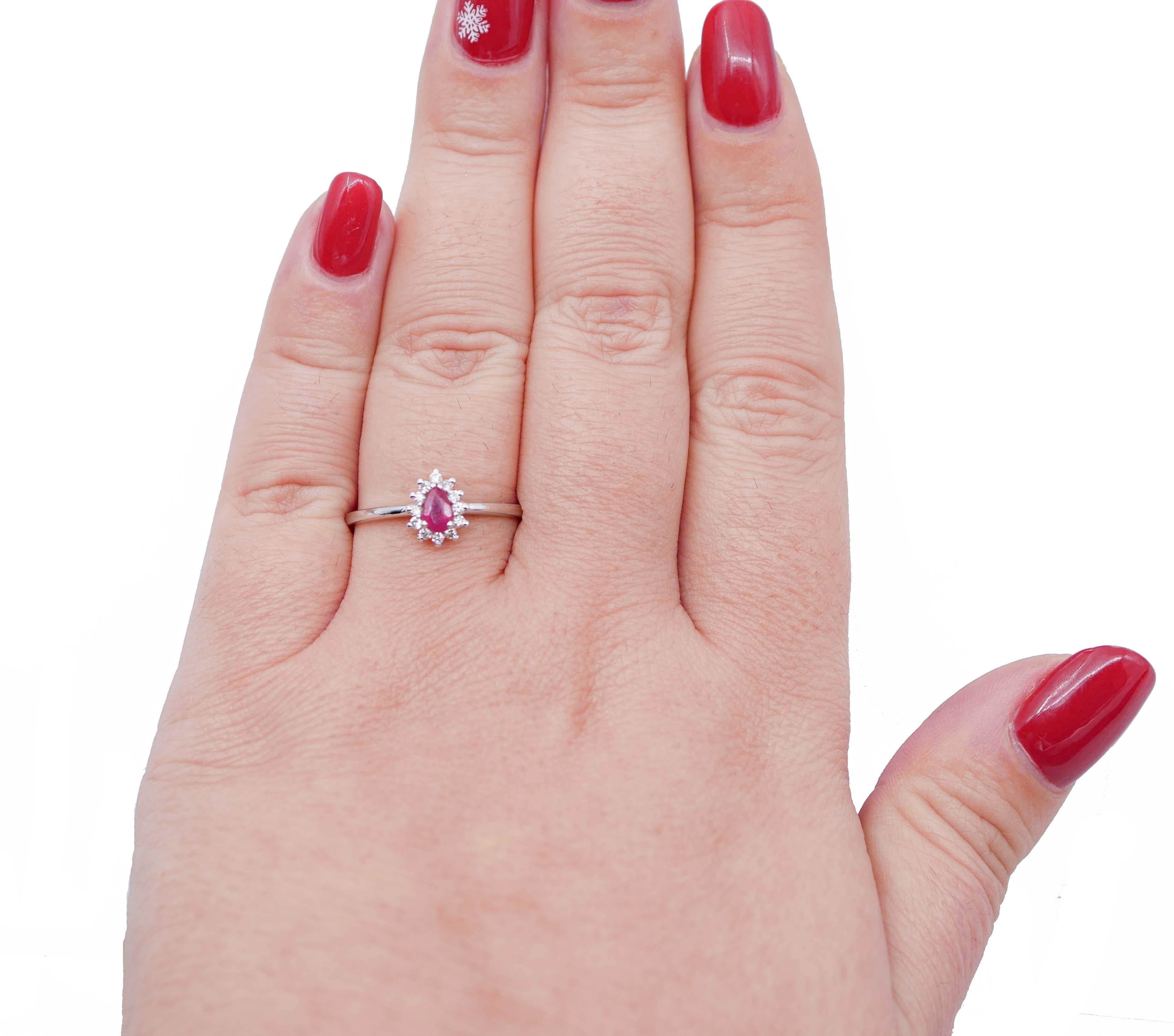 Ruby, Diamonds, 18 Karat White Gold Modern Ring In New Condition For Sale In Marcianise, Marcianise (CE)