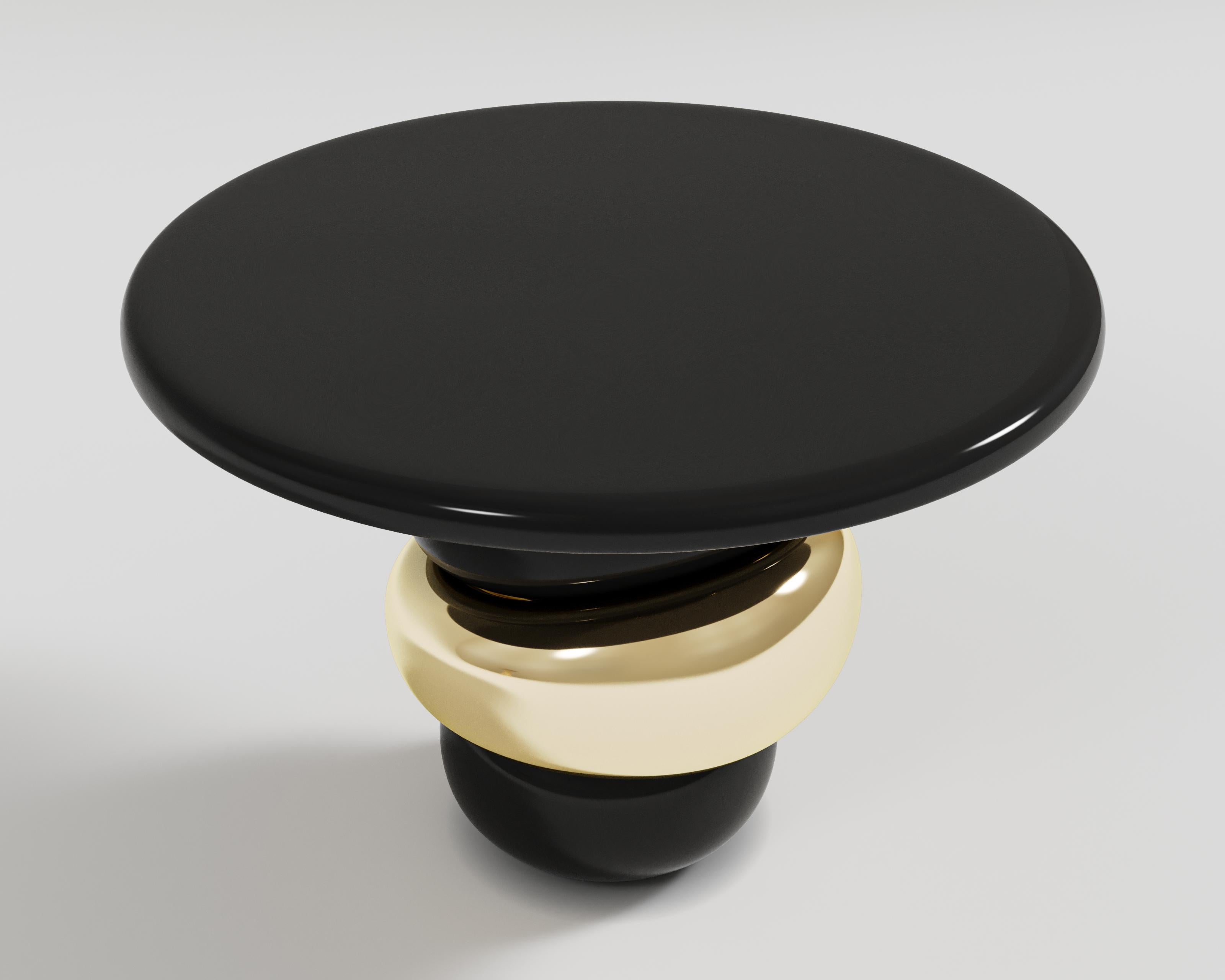 Ruche-Konsole aus schwarzem Lack und polierter Bronze von Palena Furniture (Geschwärzt) im Angebot