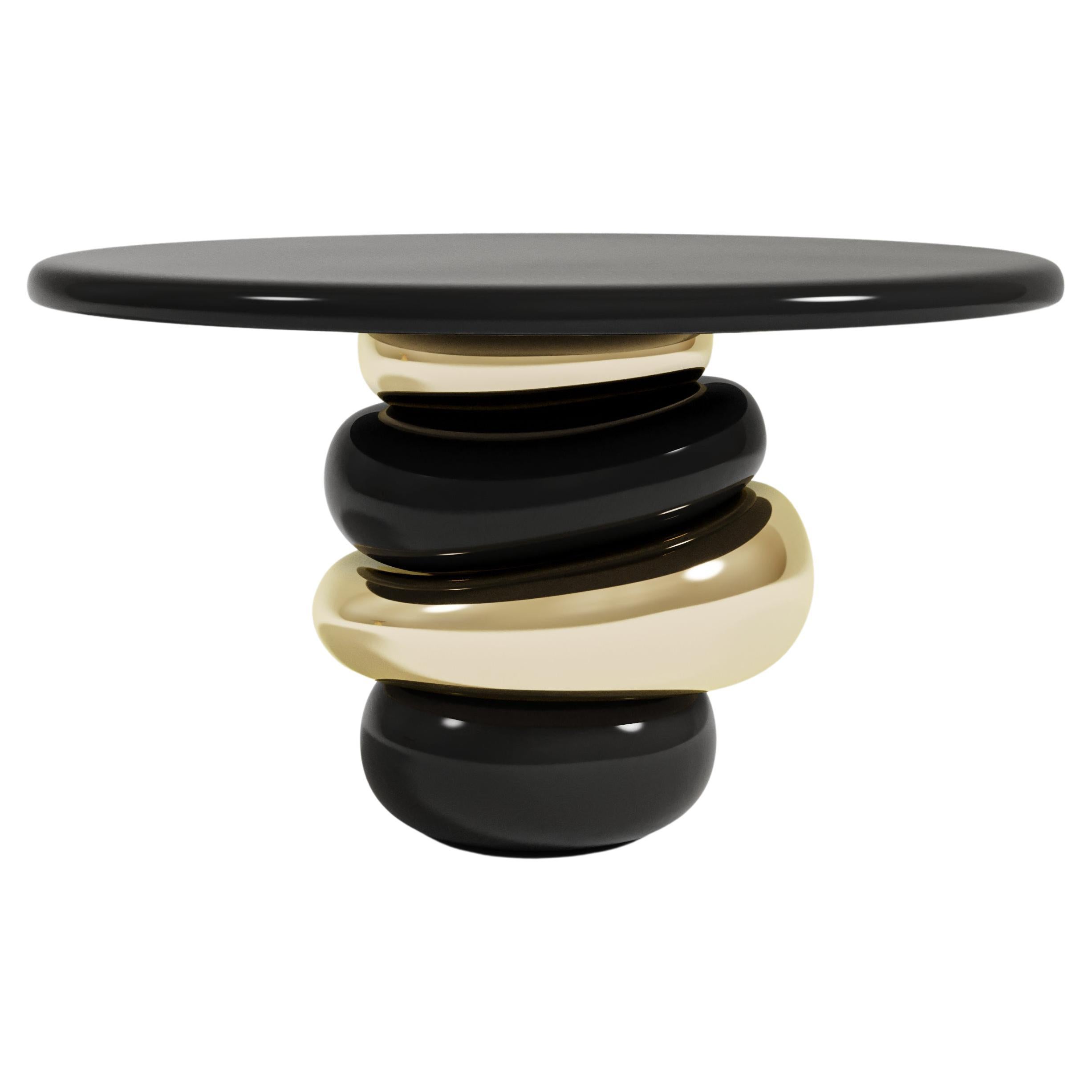 Ruche Console Black Lacquer And Polished Bronze by Palena Furniture