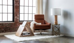 Ruche Table Lamp in Walnut & Black Linen