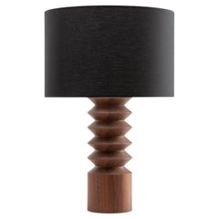 Ruche Table Lamp in Walnut & Black Linen