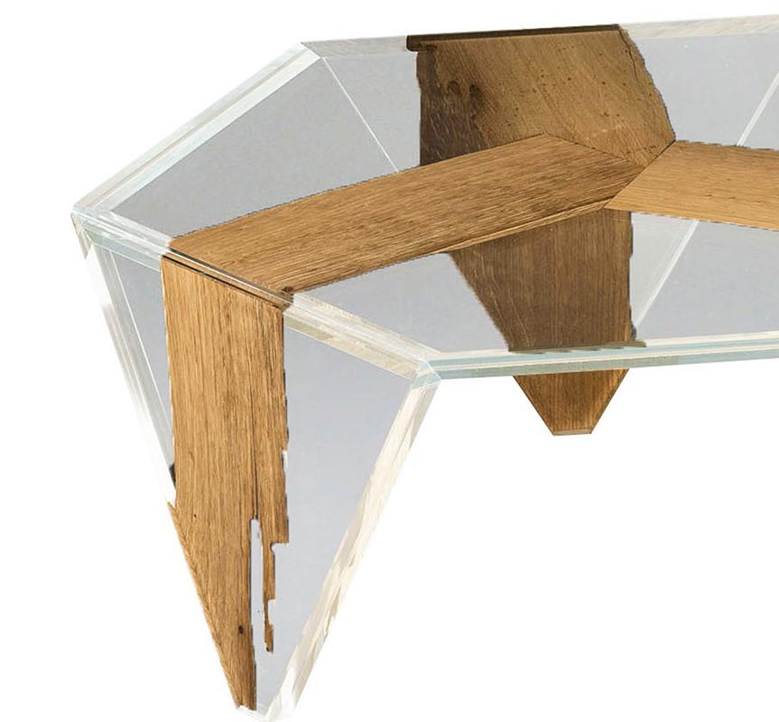 glass and wood coffee table