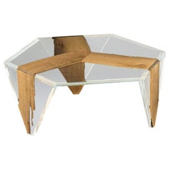 Ruche Venezia Glass and Wood Low Coffee Table