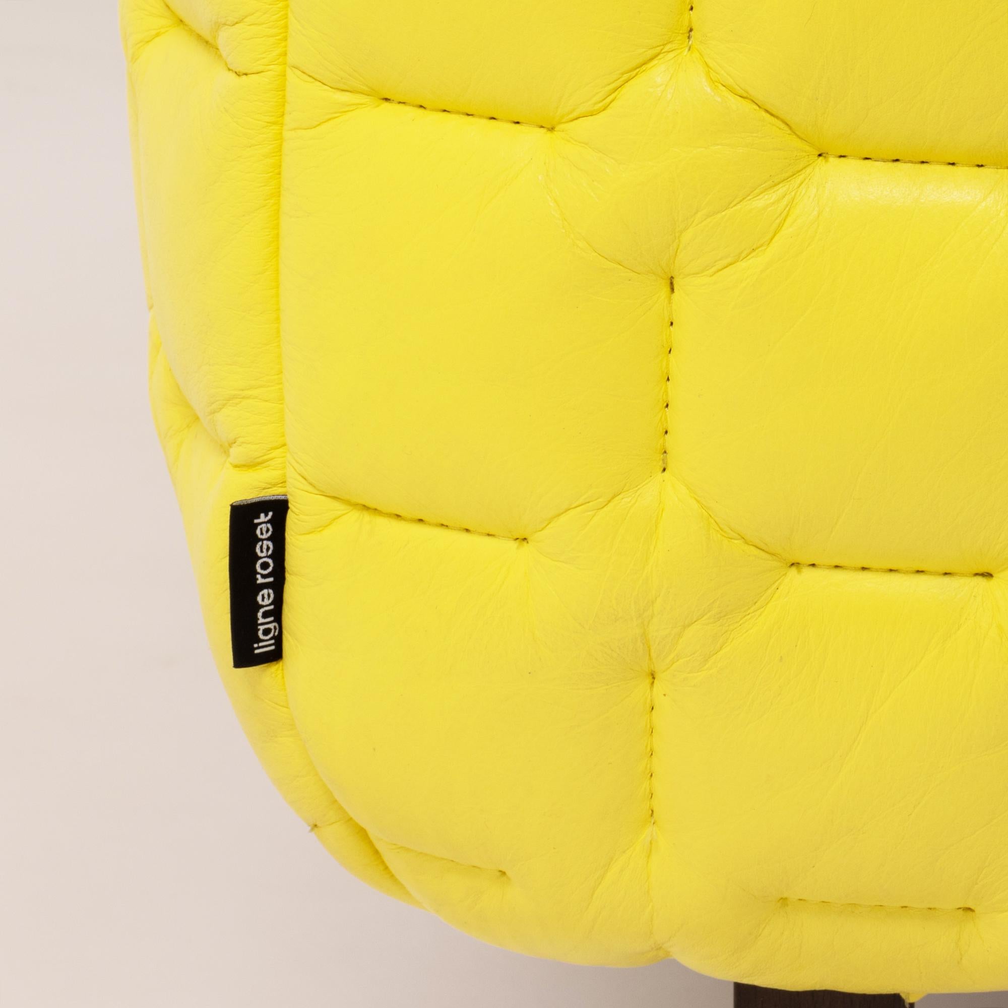 Ruché Yellow Leather Sofa by Inga Sempé for Ligne Roset, 2010 4
