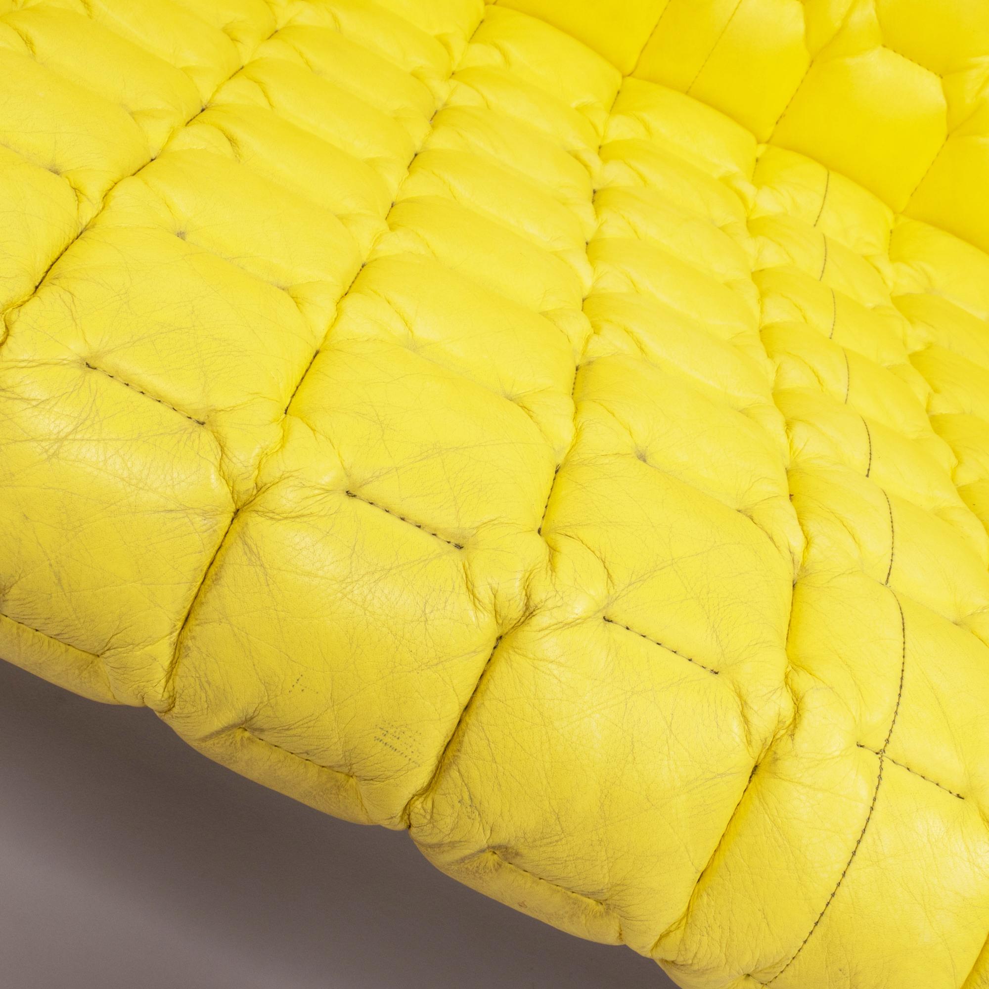 Ruché Yellow Leather Sofa by Inga Sempé for Ligne Roset, 2010 1