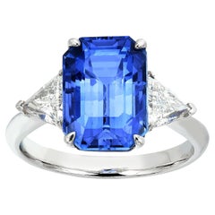 RUCHI 6.11 Carat Blue Sapphire and Diamond White Gold Cocktail Ring