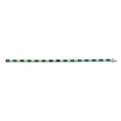 RUCHI Alternating Emerald and Baguette Diamond Two-Tone Gold Bracelet