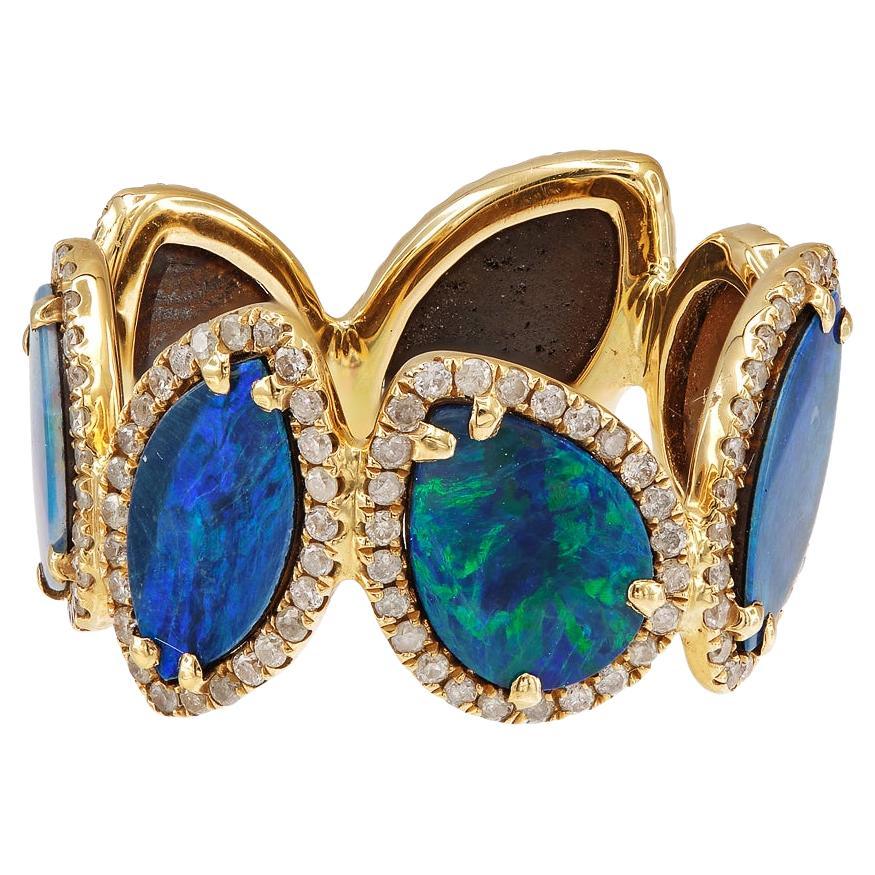 RUCHI Australischer Opal und Brillant Gelbgold Eternity Band