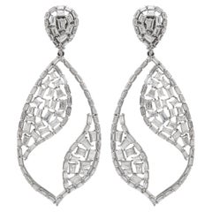 RUCHI Baguette Diamond White Gold Chandelier Earrings