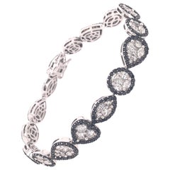 RUCHI Pulsera Tenis Ilusión Diamante Blanco y Negro Oro Blanco