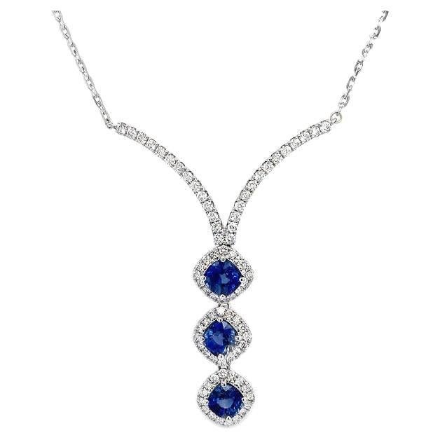 RUCHI Blue Sapphire and Diamond Necklace For Sale