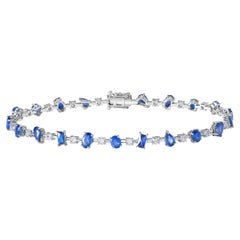 RUCHI Blue Sapphire and Diamond White Gold Knife-Edge Bracelet