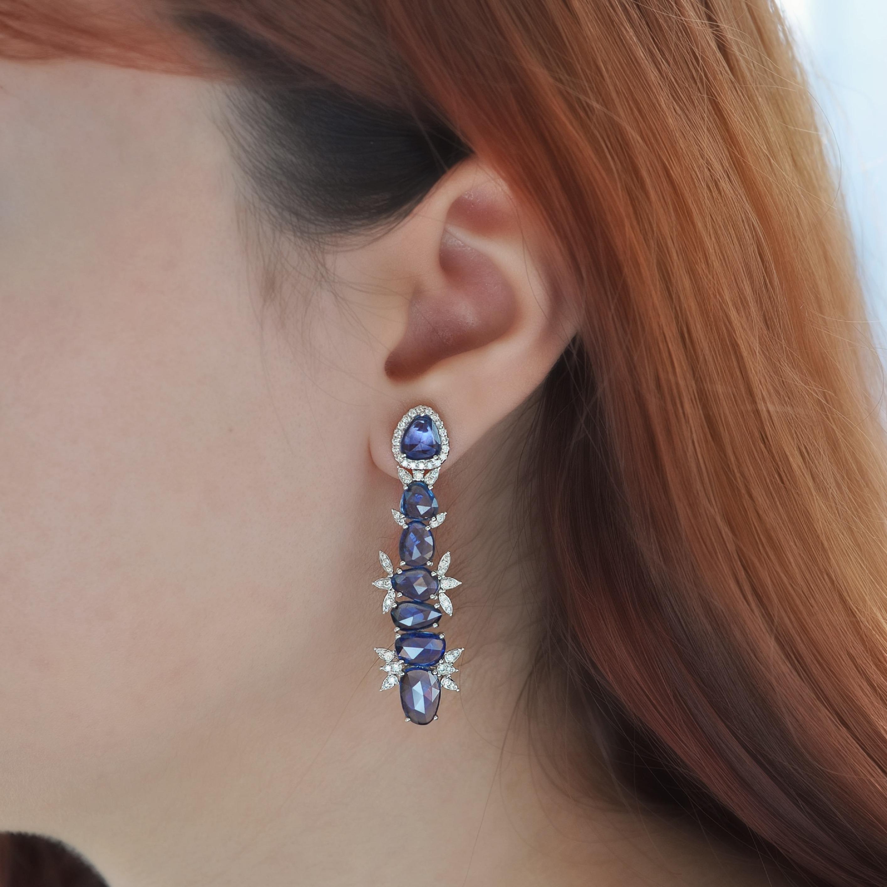 blue diamond drop earrings