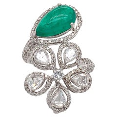 RUCHI Cabochon Emerald
Rosecut Diamond White Gold Flower Wrap-Around Ring RUCHI Cabochon Emerald
Rosecut Diamond White Gold Flower Wrap-Around Ring