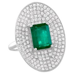 RUCHI Colombian Emerald and Pavé Diamond White Gold Ring