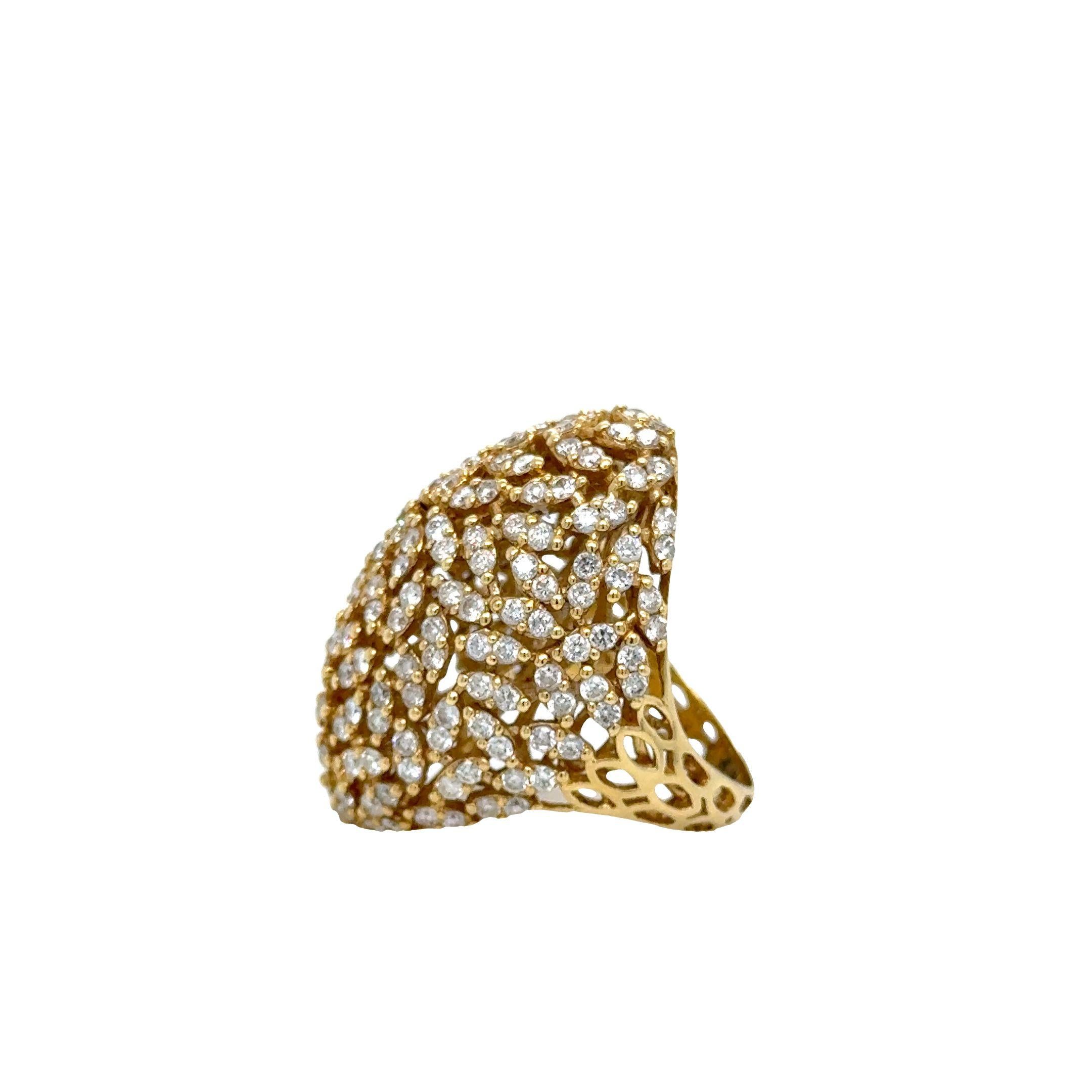 Contemporary RUCHI Brilliant Diamond Yellow Gold Dome Cocktail Ring For Sale