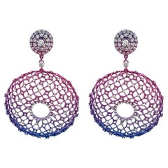 RUCHI Diamond Multi-Colored Tinted Rhodium Chandelier Earrings