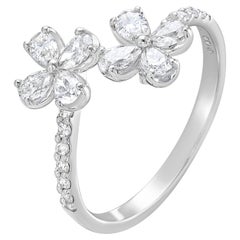 RUCHI Diamond White Gold Flower Bypass Ring