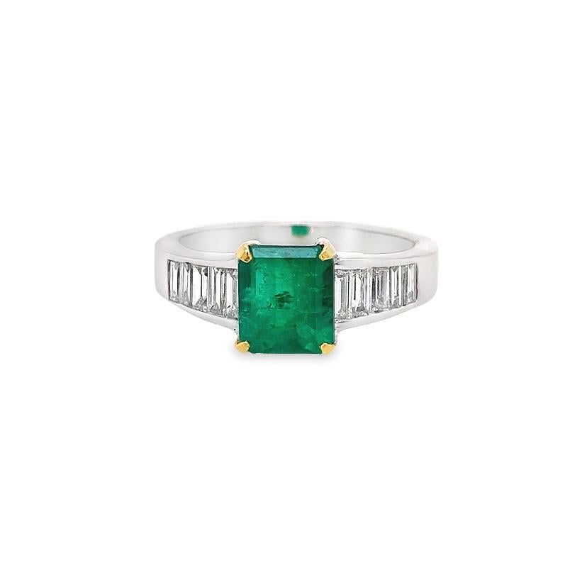 Contemporary RUCHI Emerald and Diamond Two-Tone Gold Cocktail Ring For Sale