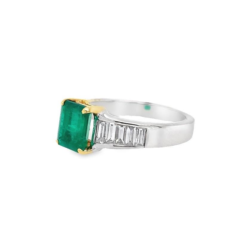 Mixed Cut RUCHI Emerald and Diamond Two-Tone Gold Cocktail Ring For Sale