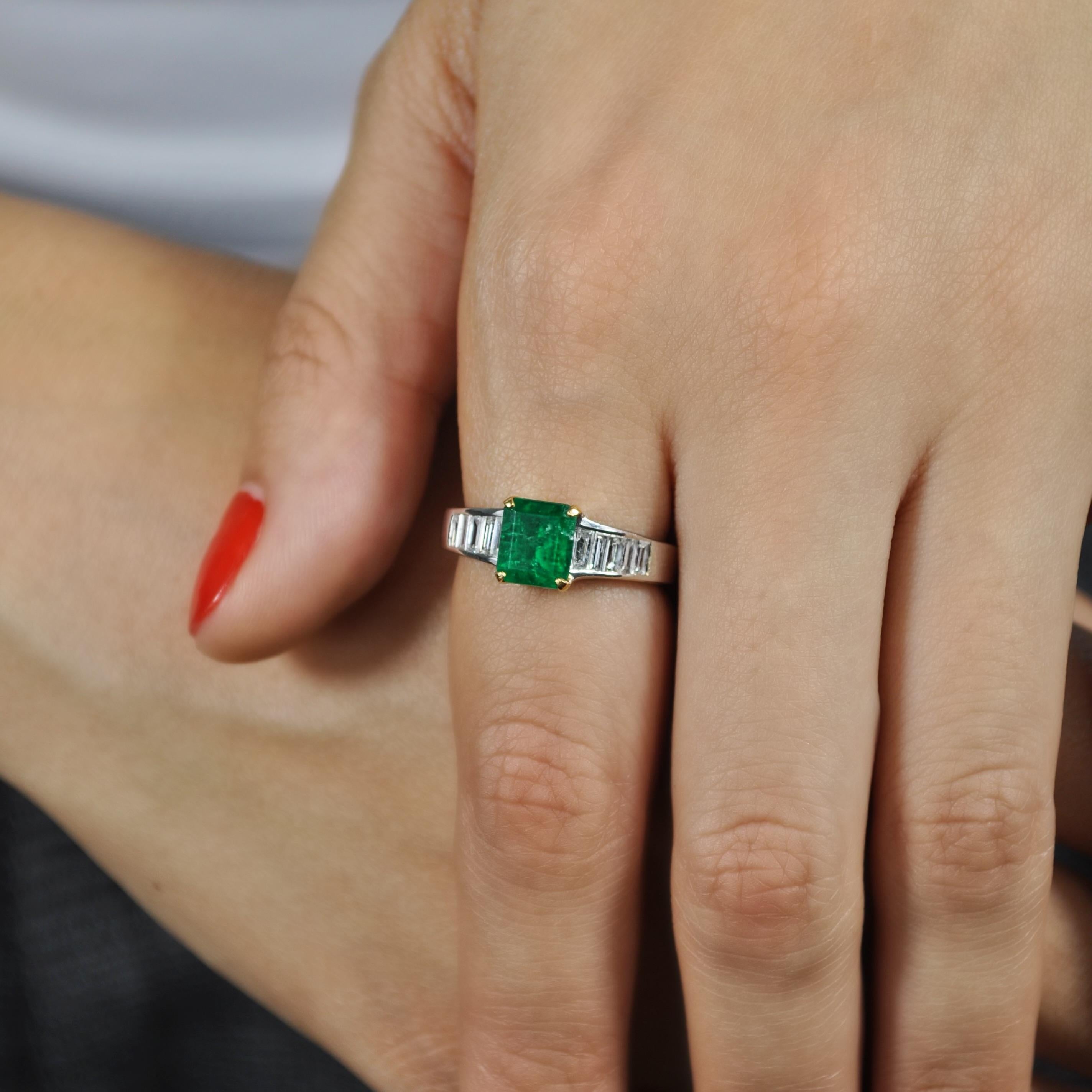 Women's RUCHI Emerald and Diamond Two-Tone Gold Cocktail Ring For Sale
