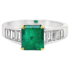 Anello da cocktail in oro bicolore con smeraldo e diamante RUCHI