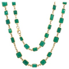 RUCHI Emerald with Diamond Yellow Gold Bezel-Set Wrap Necklace