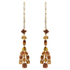 RUCHI Fancy Yellow and White Diamond Yellow Gold Linear Earrings