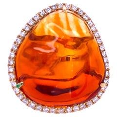 RUCHI Cocktailring aus Gelbgold mit Feueropal und Diamant