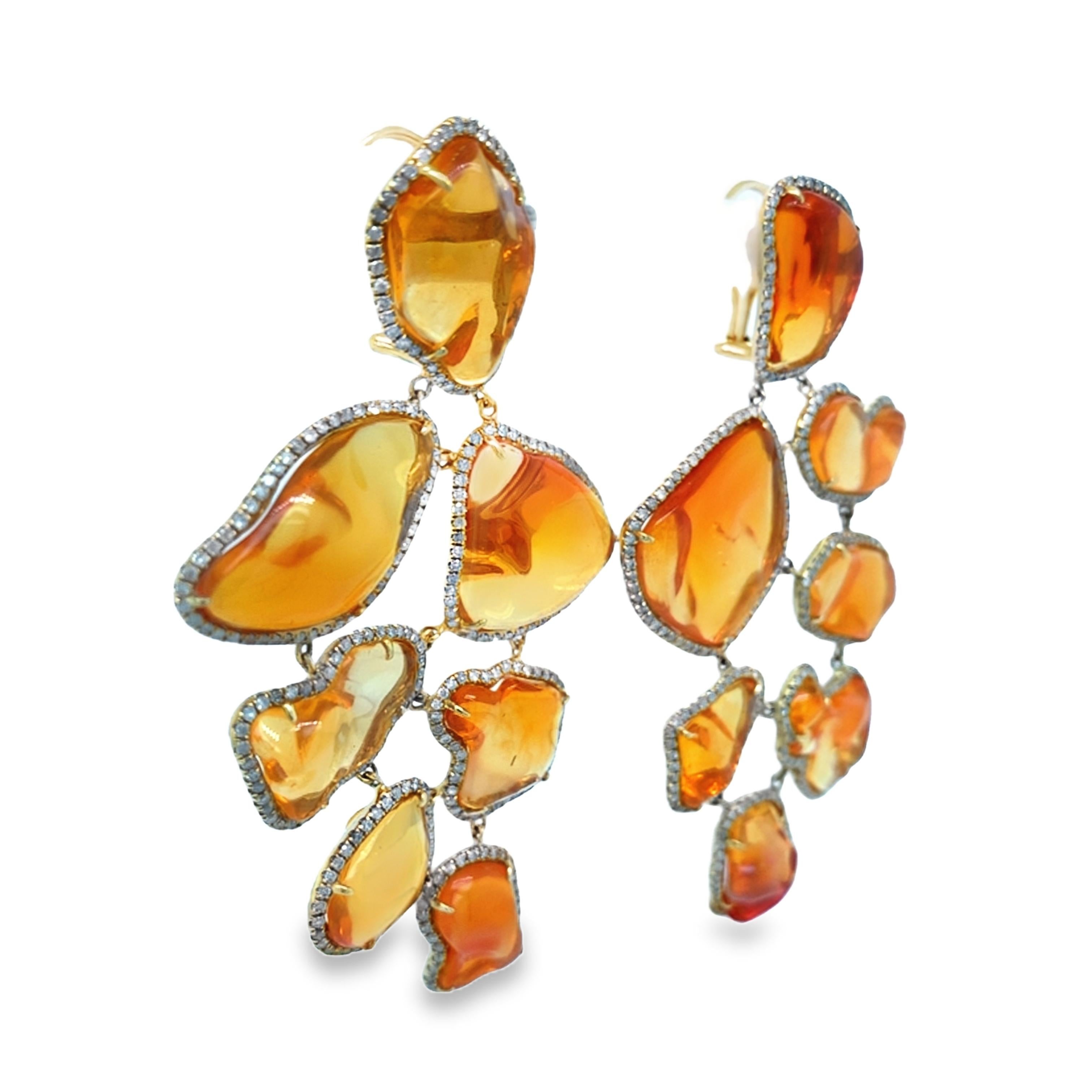 Women's Ruchi Fire Opal Diamond Earrings For Sale