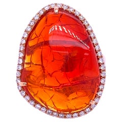 RUCHI Feueropal mit Diamant-Cocktailring aus Roségold mit Zacken