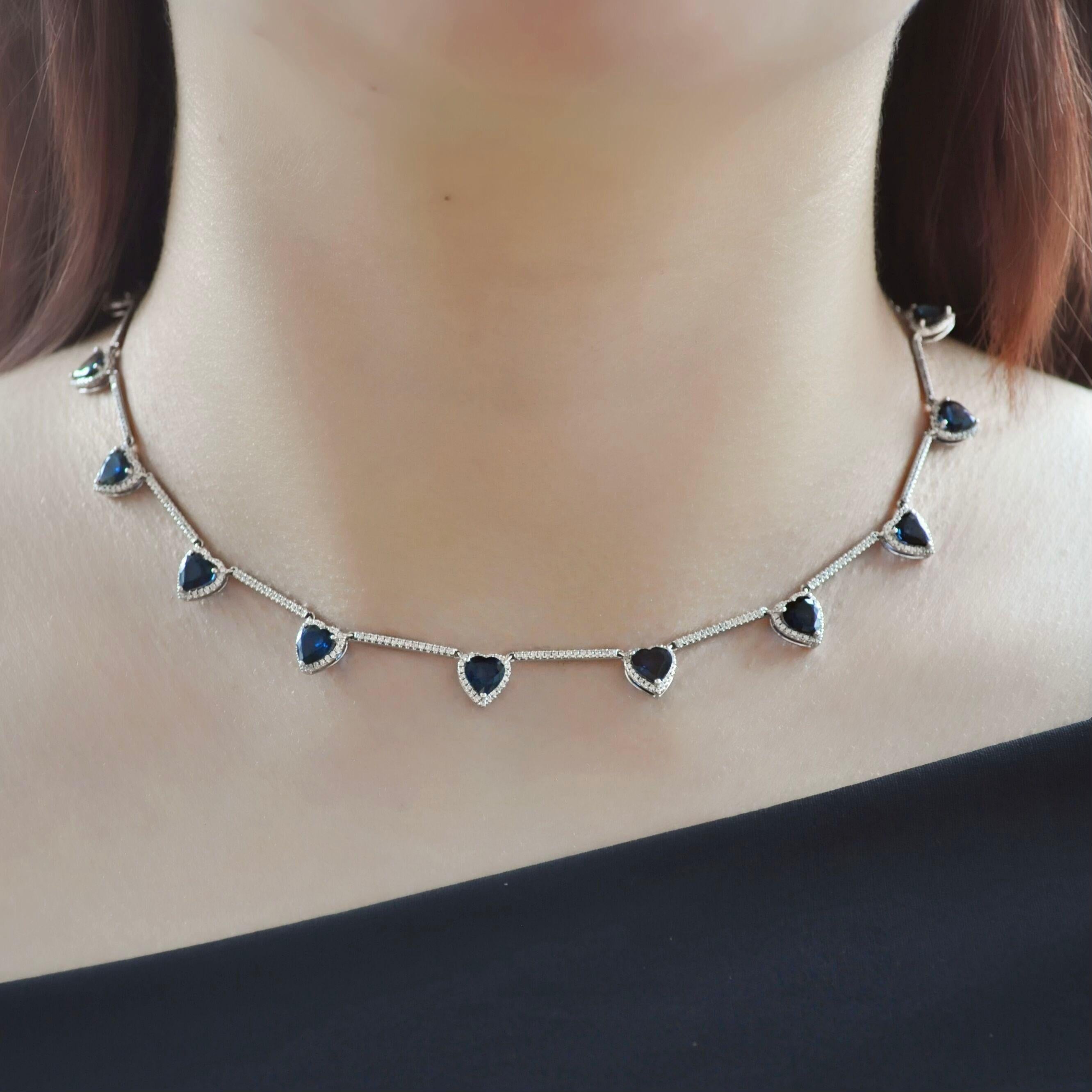 blue sapphire heart necklace