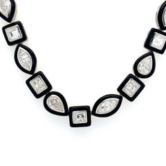 RUCHI Mixed-Shape Diamond and Black Agate White Gold Necklace