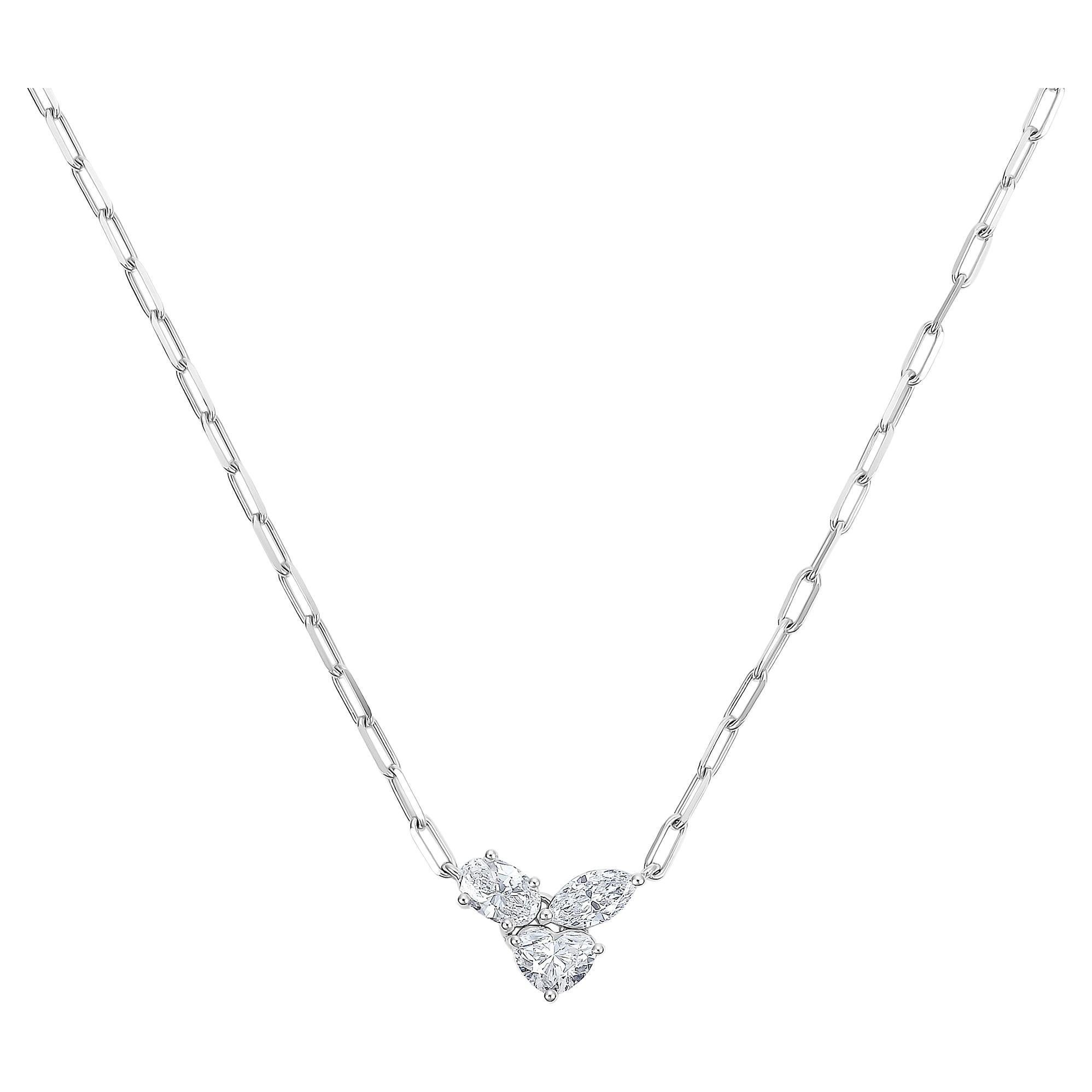 RUCHI Mixed-Shape Diamond White Gold Pendant Chain Necklace For Sale