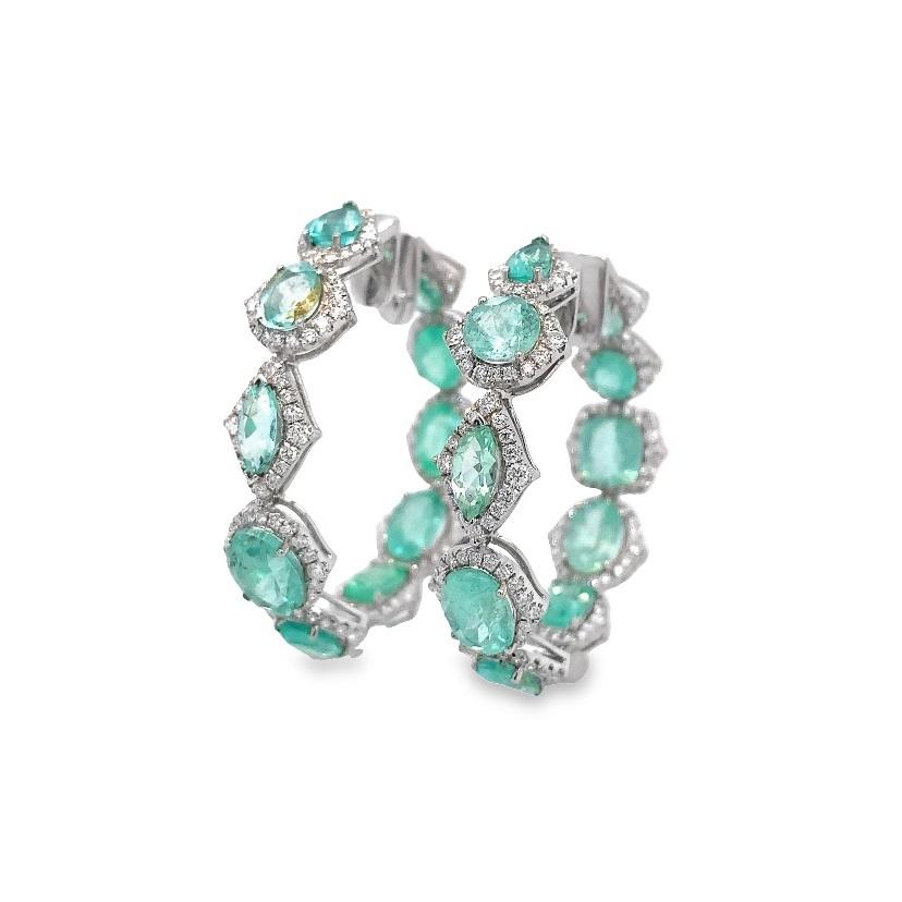 RUCHI Creolen aus Weißgold in gemischter Form Paribas mit Diamanten in Weißgold (Gemischter Schliff)