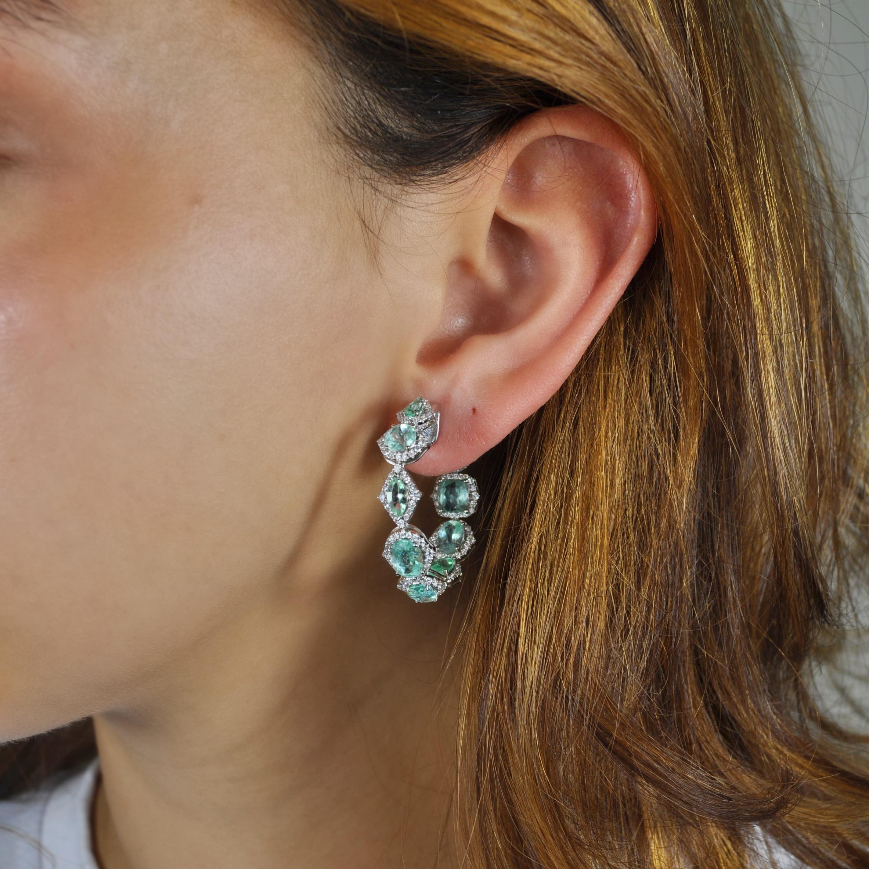 RUCHI Creolen aus Weißgold in gemischter Form Paribas mit Diamanten in Weißgold 1