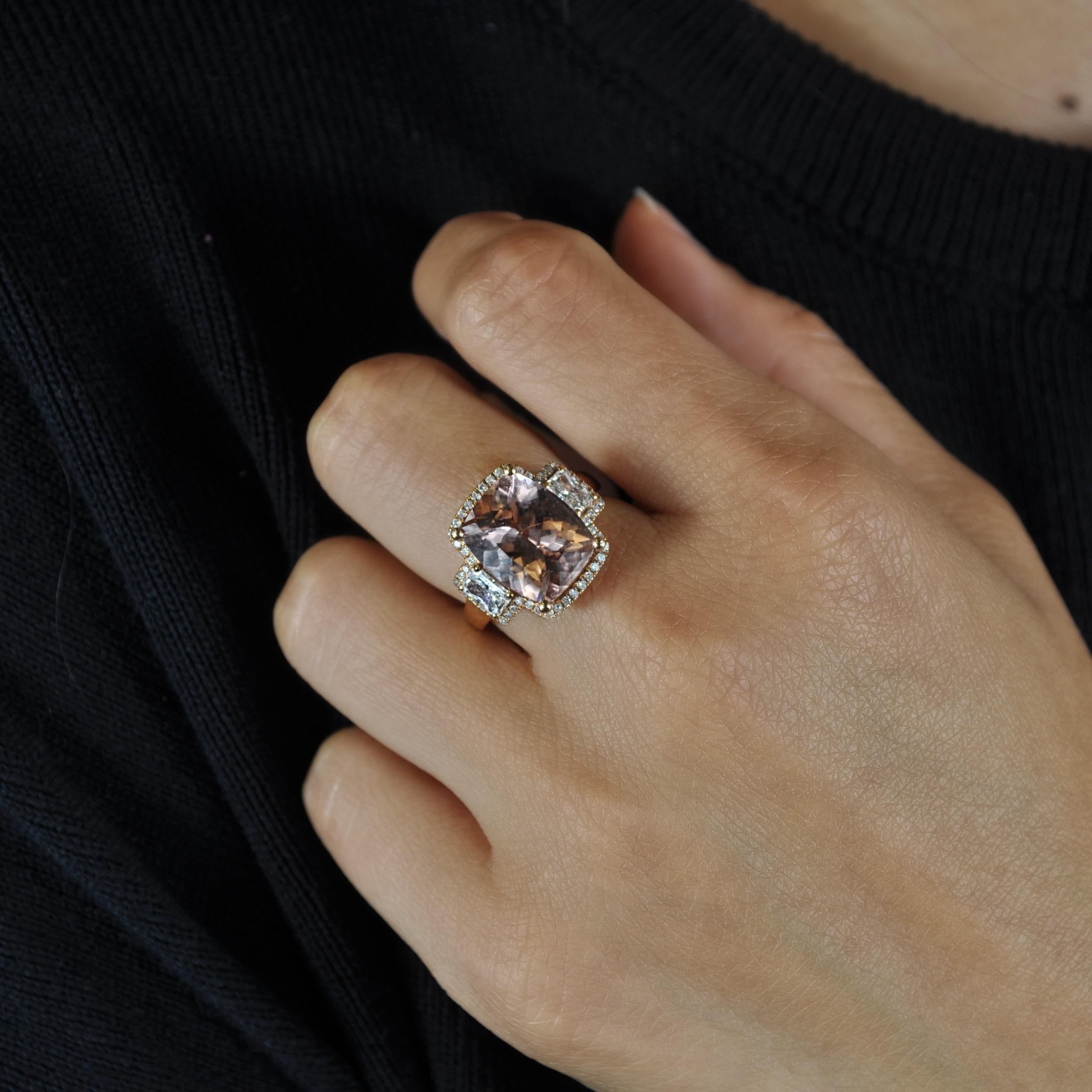 RUCHI Morganit und Diamantring (Zeitgenössisch) im Angebot