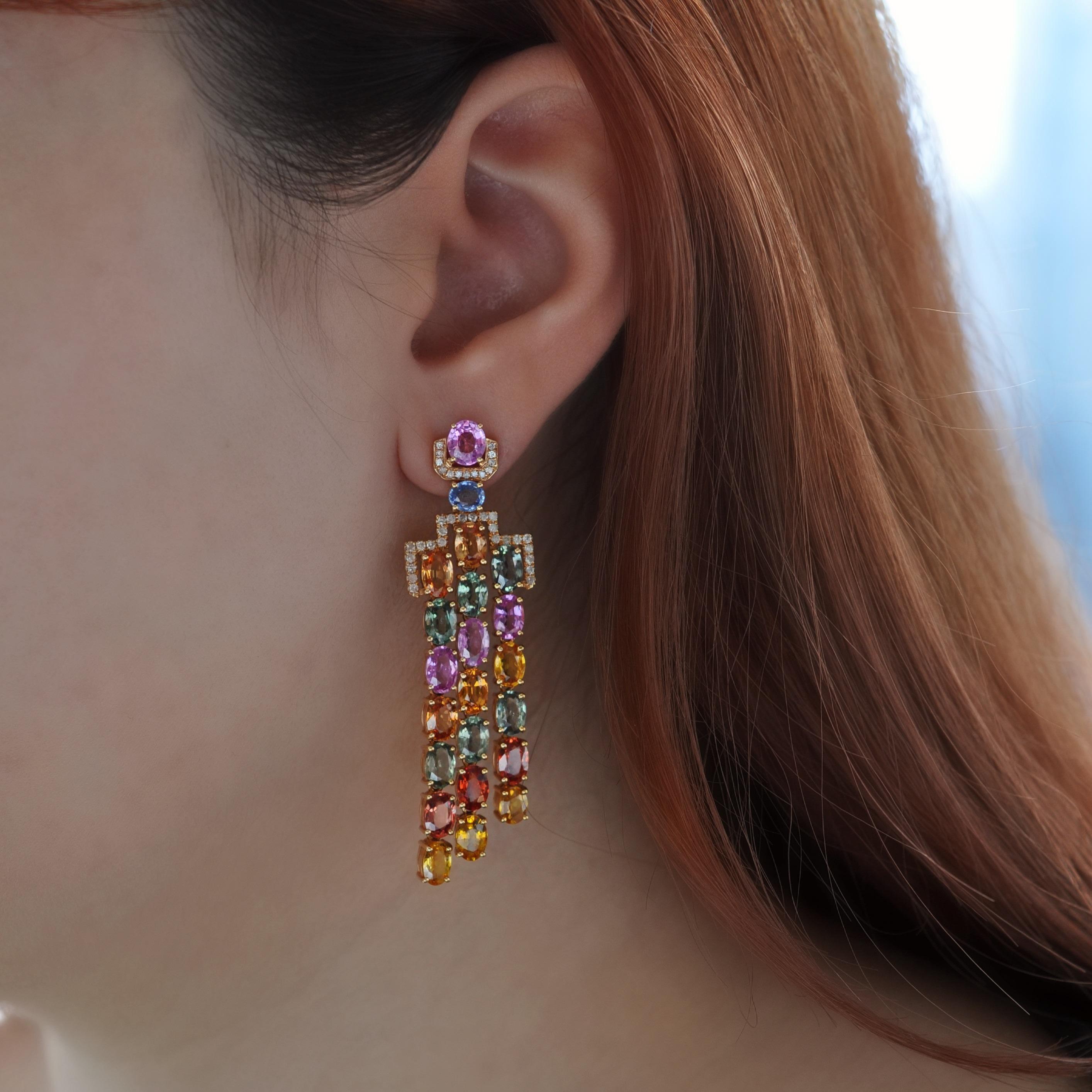 multi color sapphire earrings