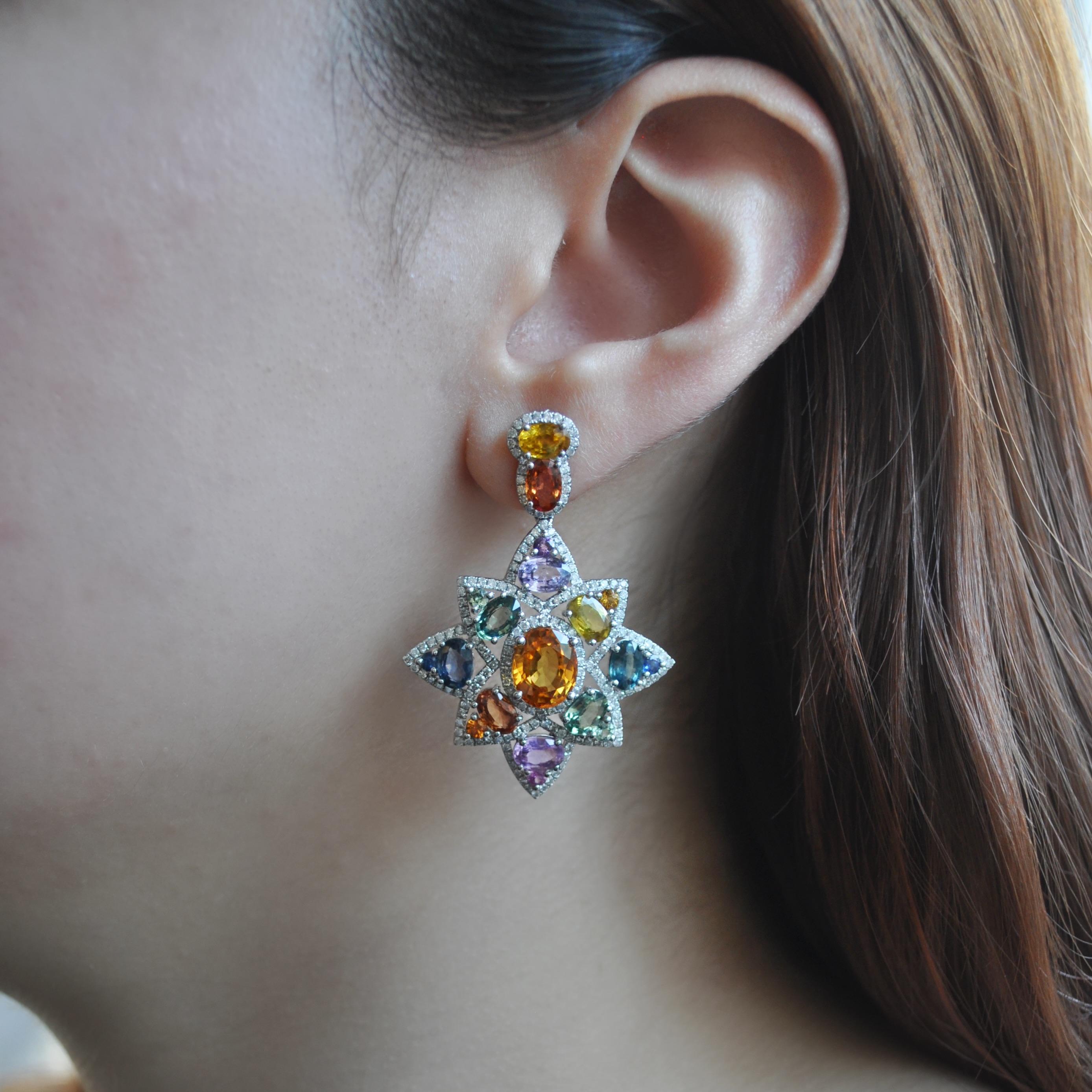 multicolor chandelier earrings