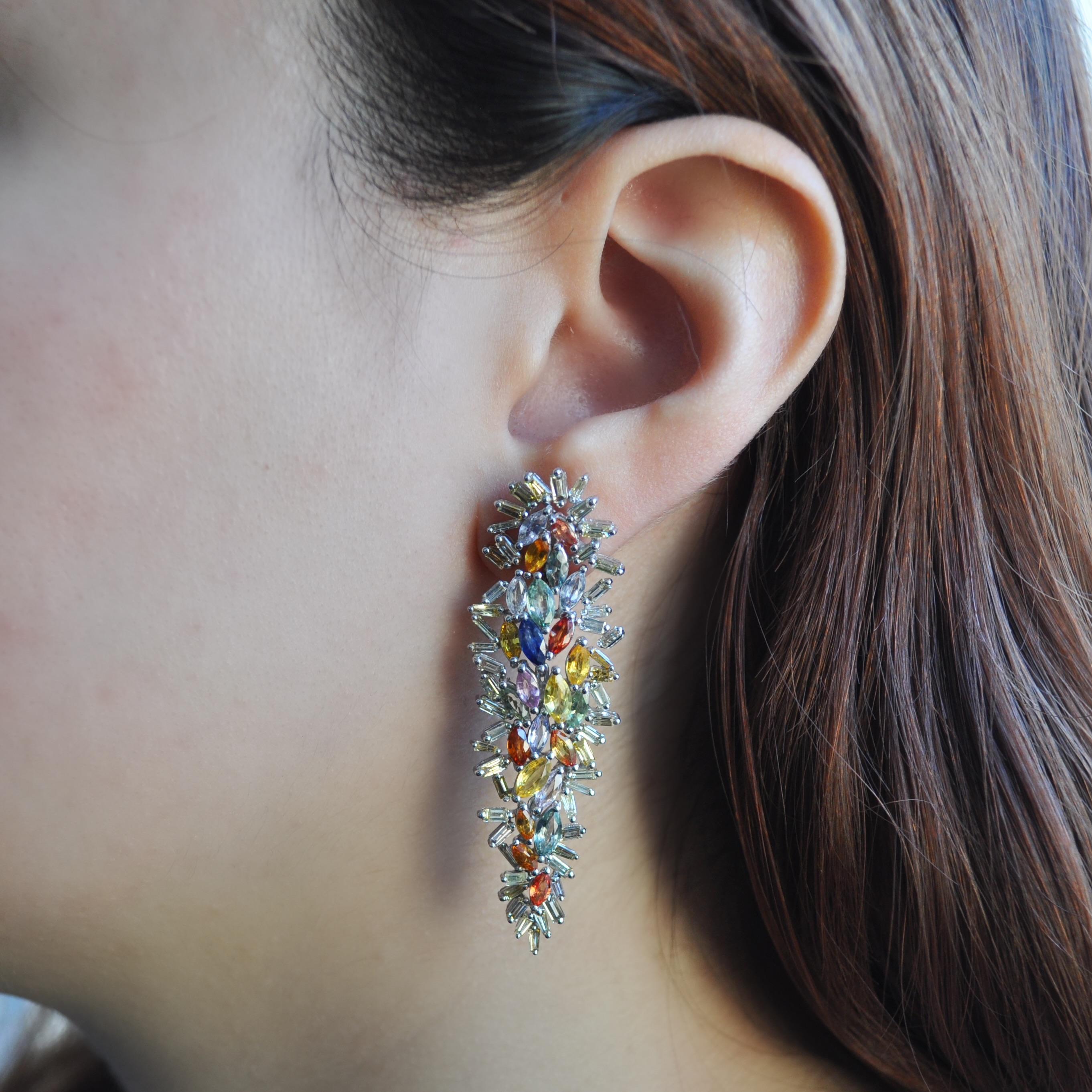 rainbow chandelier earrings