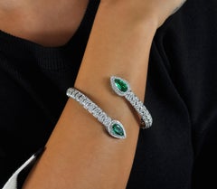 Ruchi New York 18K White Gold Emerald & Diamond Snake Bracelet