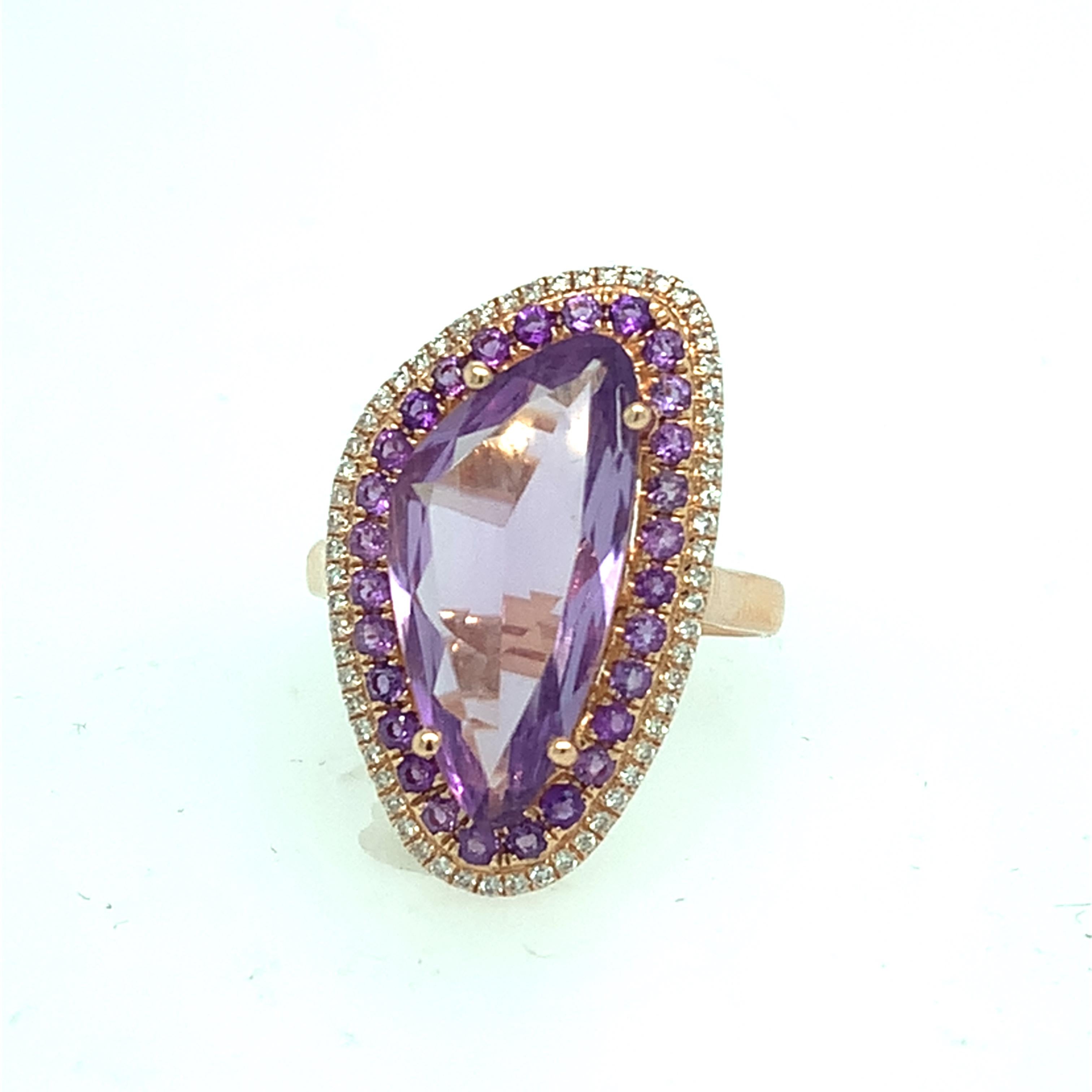 Ruchi New York Amethyst- und Diamantring (Zeitgenössisch) im Angebot