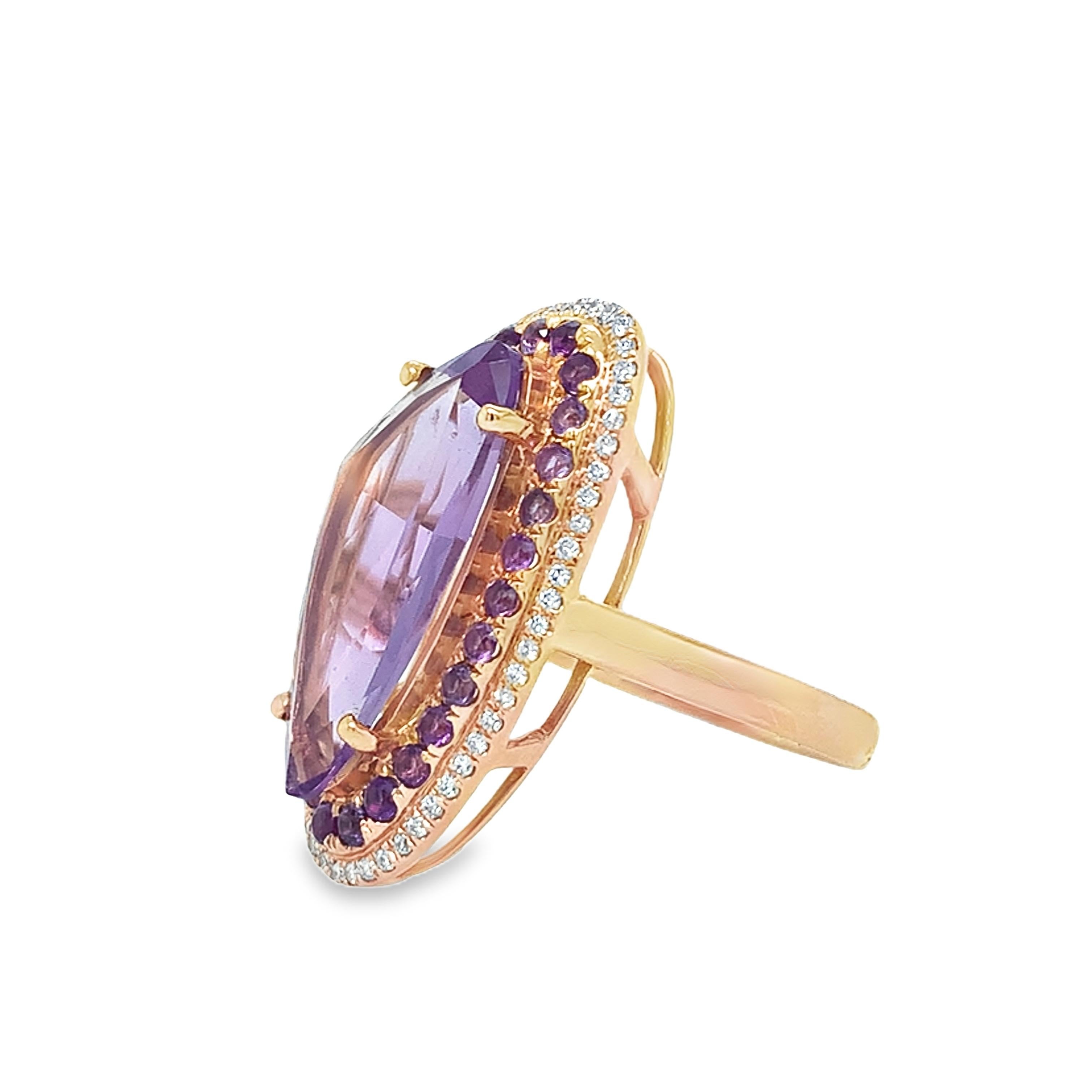 Ruchi New York Amethyst- und Diamantring (Gemischter Schliff) im Angebot
