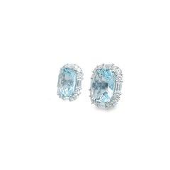 RUCHI Cushion-Cut Aquamarine and Diamond White Gold Stud Earrings