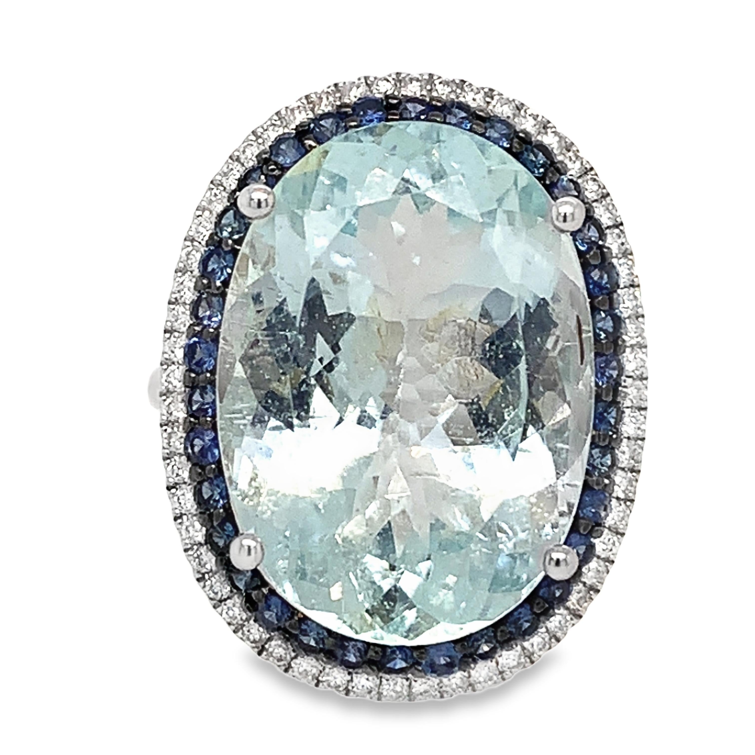 Ruchi New York Aquamarin, blauer Saphir und Diamantring (Zeitgenössisch) im Angebot