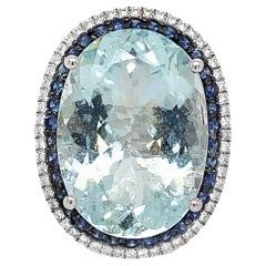 Ruchi New York Aquamarine , Blue Sapphire and Diamond Ring