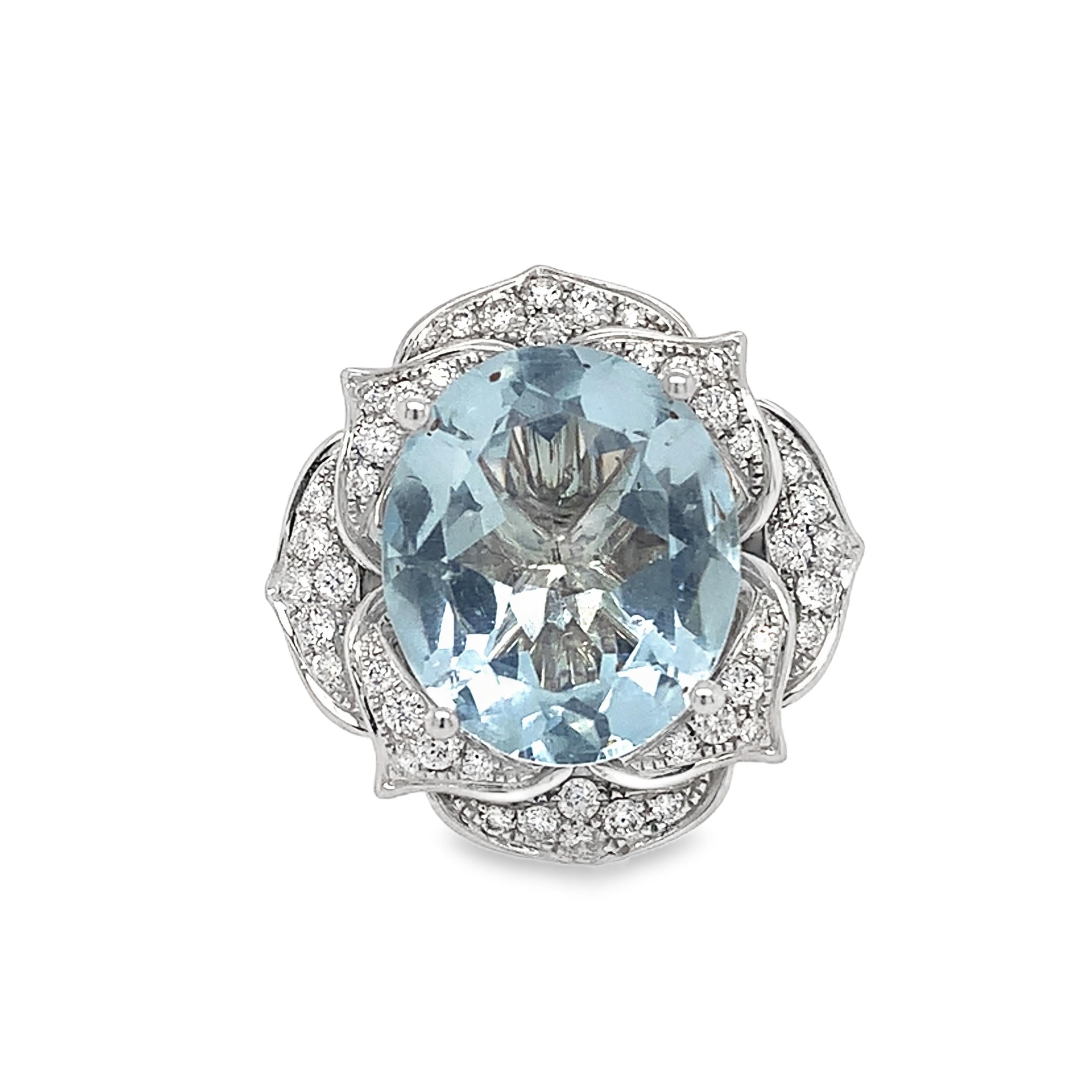 Ruchi New York Aquamarin-Diamantring mit Diamanten (Zeitgenössisch) im Angebot