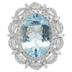 RUCHI Aquamarine and Diamond White Gold Cocktail Ring
